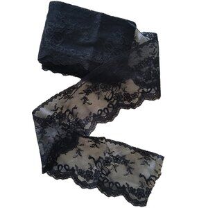 Vintage Black Lace Floral Design Sewing Trim 3.5" Wide x 8 Yards Long